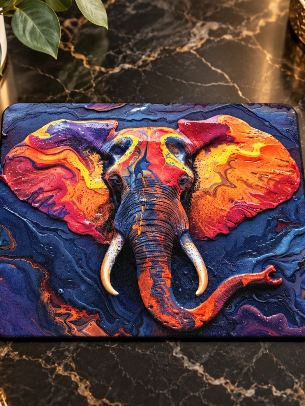 NWT Colorful Elephant Neoprene Mousepad – Bold, Artistic & Unique